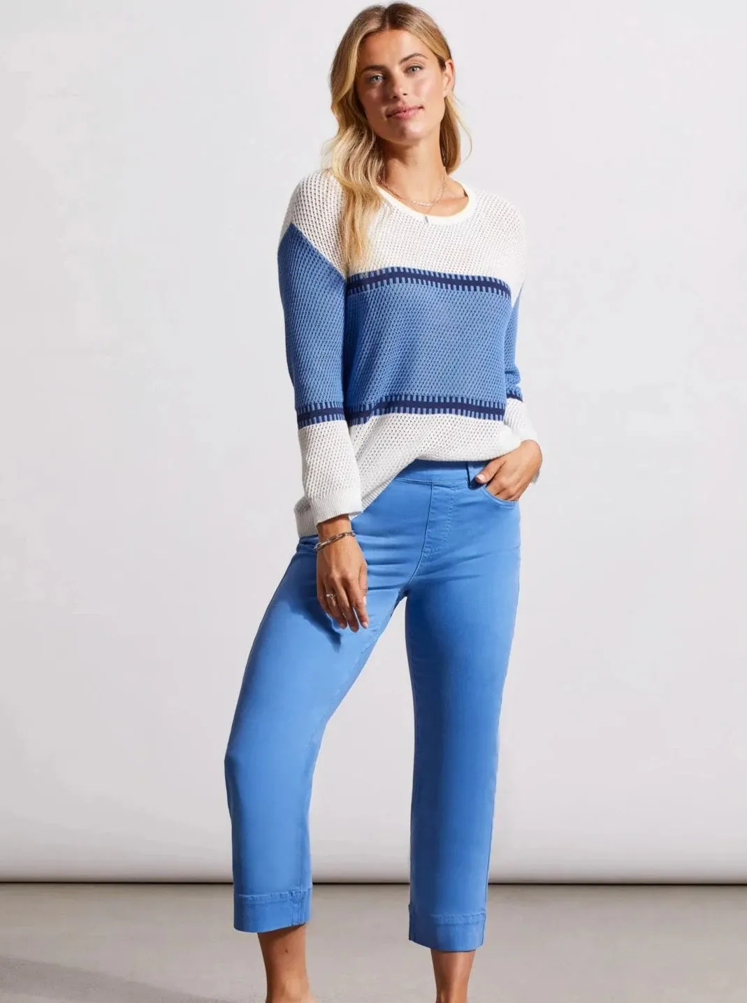 5 Pocket Pull On Kick Flare Capri [Bluestar-1647O]