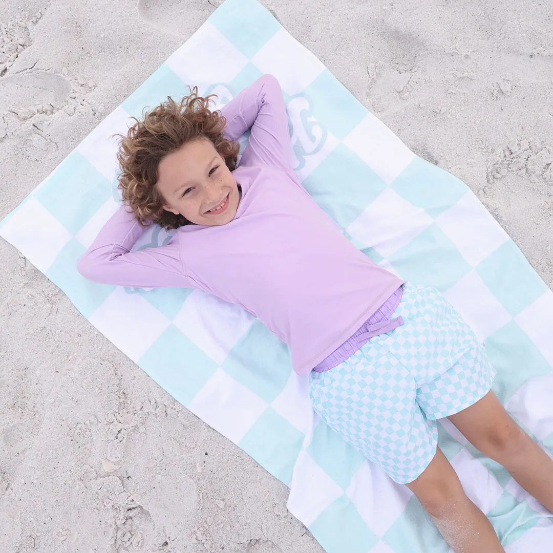 All Checked Out Personalized Kids Beach Towel | Retro Check