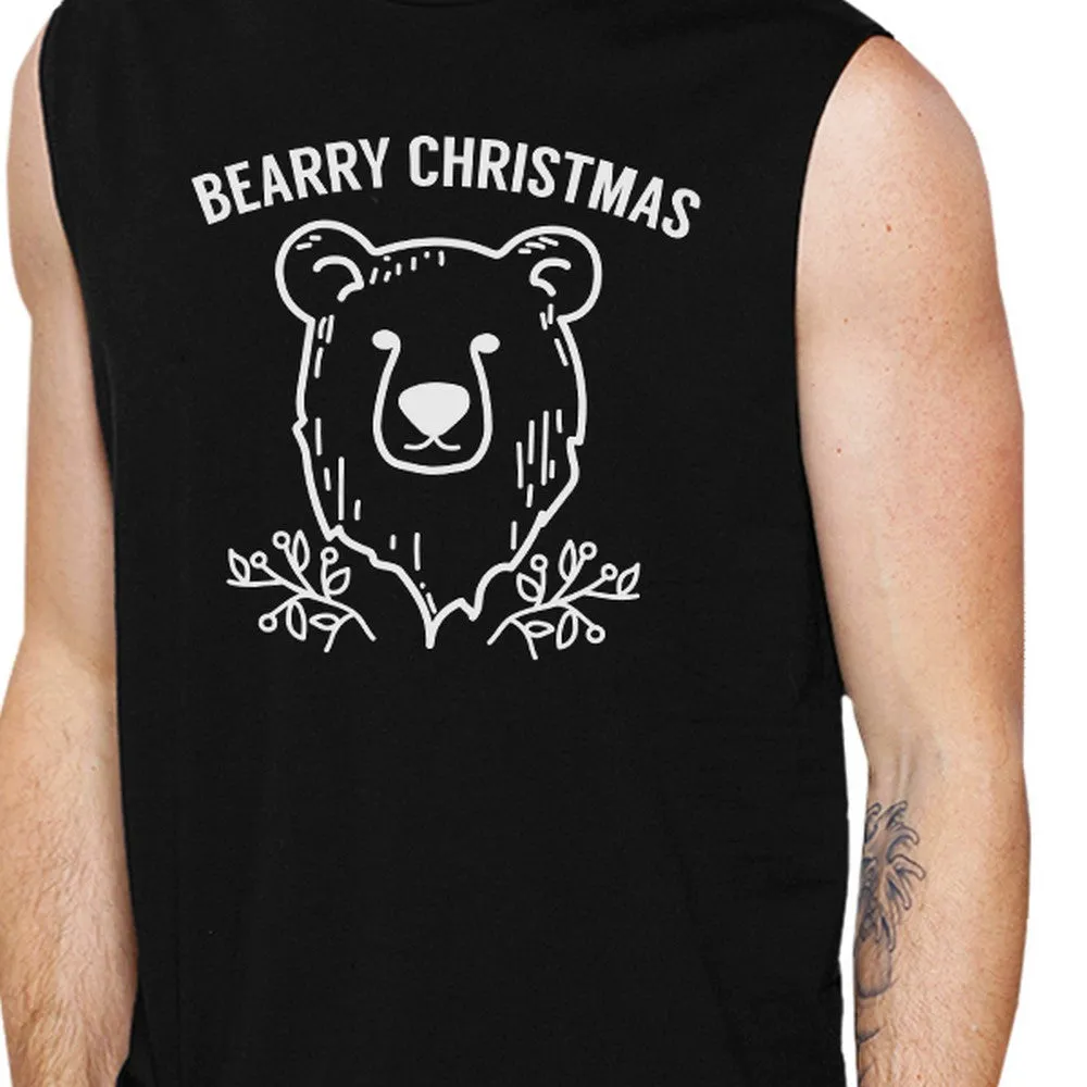 Bearry Christmas Bear Mens Black Muscle Top