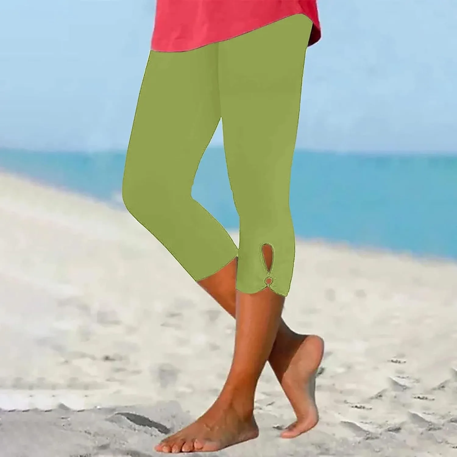 Capri Leggings for Women Tummy Control High Waist Yoga Pants Soft Leggings Summer Dressy Workout Pants