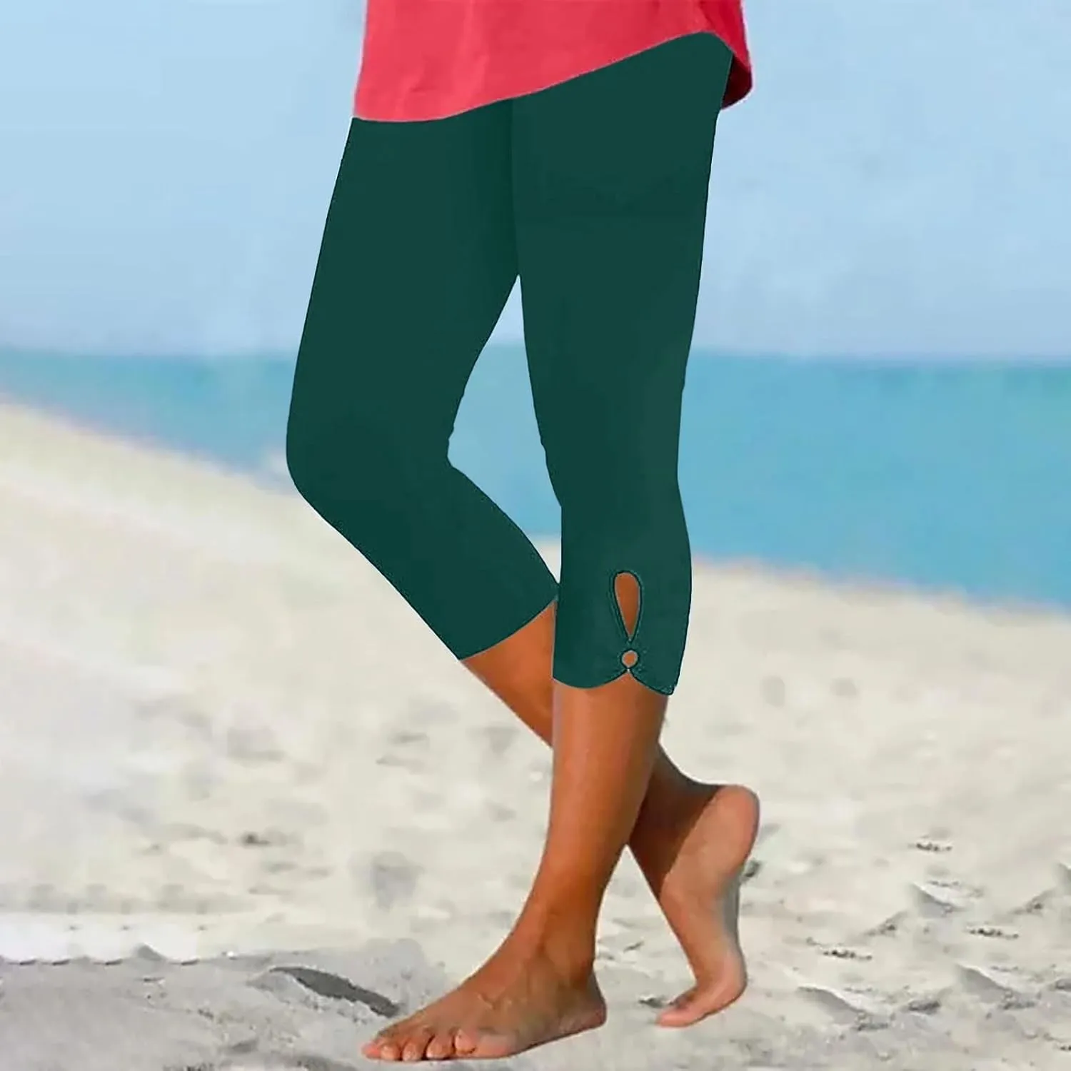 Capri Leggings for Women Tummy Control High Waist Yoga Pants Soft Leggings Summer Dressy Workout Pants