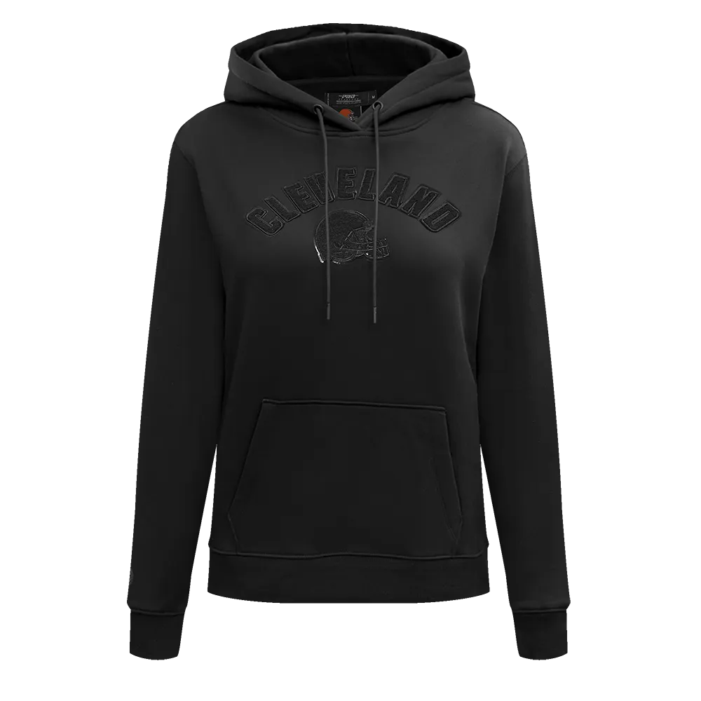 CLEVELAND BROWNS TRIPLE BLACK WOMEN'S FLC PO HOODIE (TRIPLE BLACK WOMEN'S)