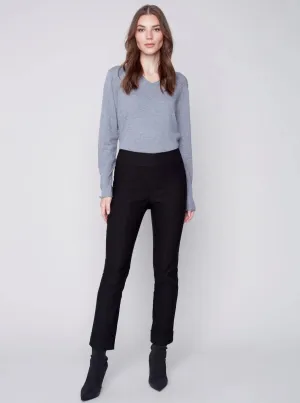 Cuffed Solid Pull On Pant [Black-C5453]