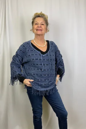 PBJ Fringe Pullover Indigo BL364