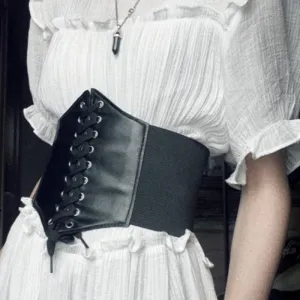 PU Leather Wide Straps Slimming Waistband Corset Belts