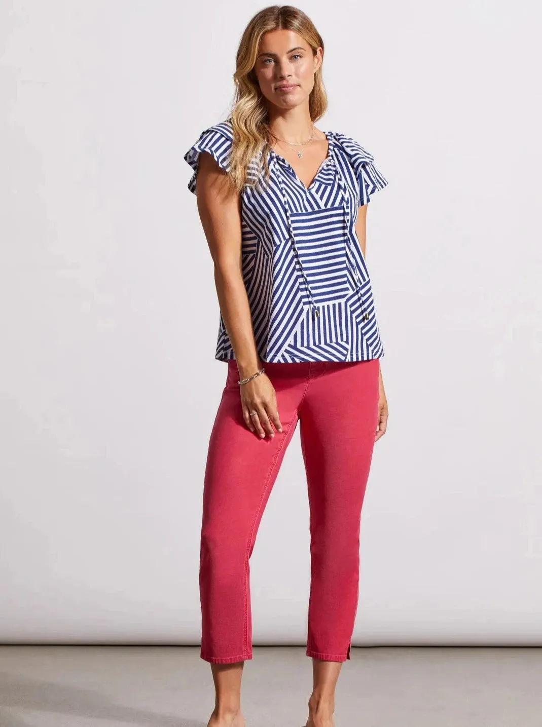 Pull on Capri W Hem Slits [Raspberry-1761O]