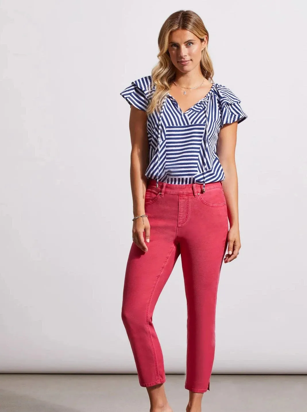 Pull on Capri W Hem Slits [Raspberry-1761O]