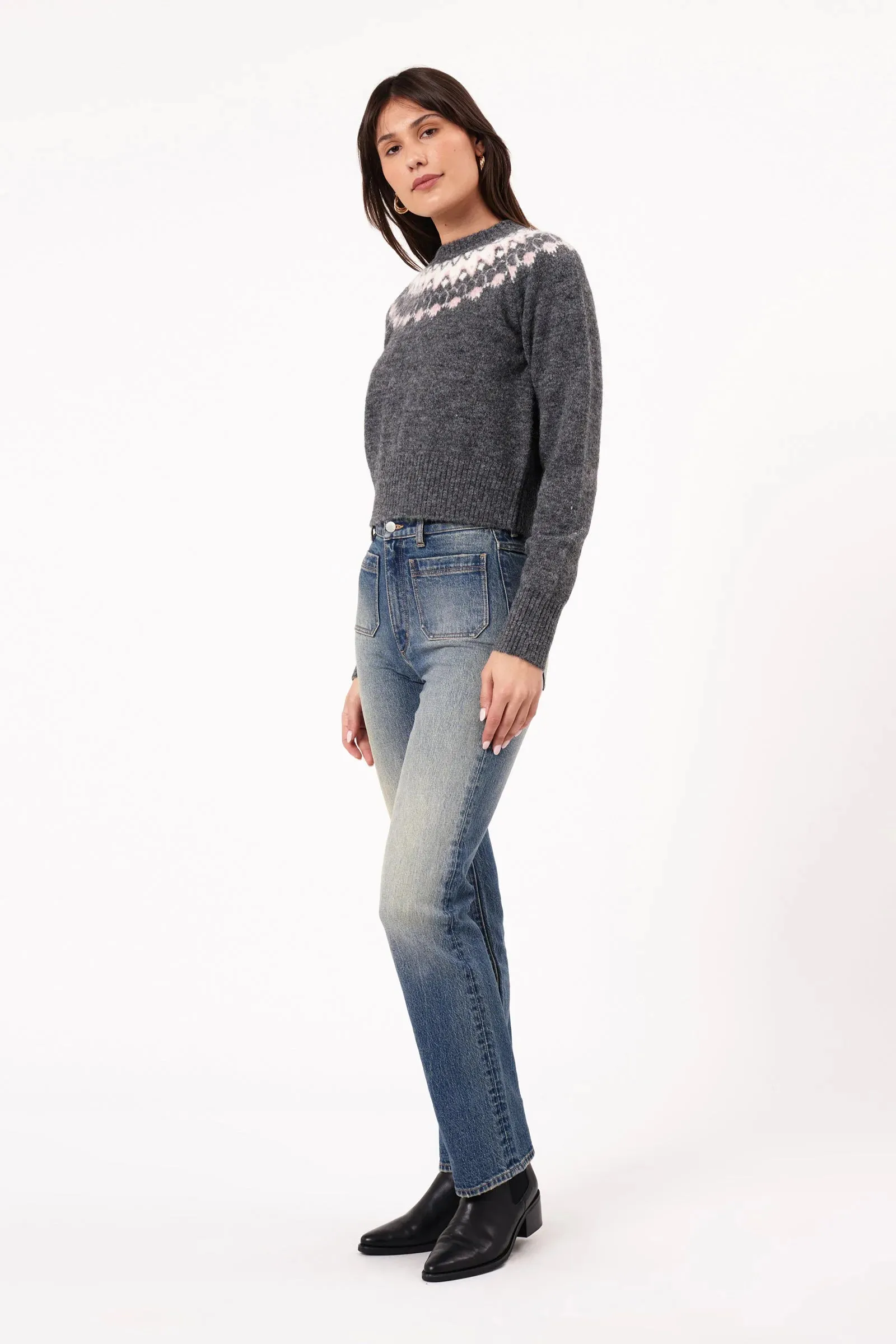 Rollas Fair Isle Knit Sweater Vintage Black