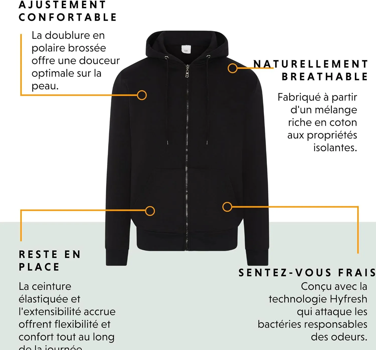 Sweat-Shirt  Capuche Homme Hyfresh Zipped  Confortable et Polyvalent | Fitnessterapy
