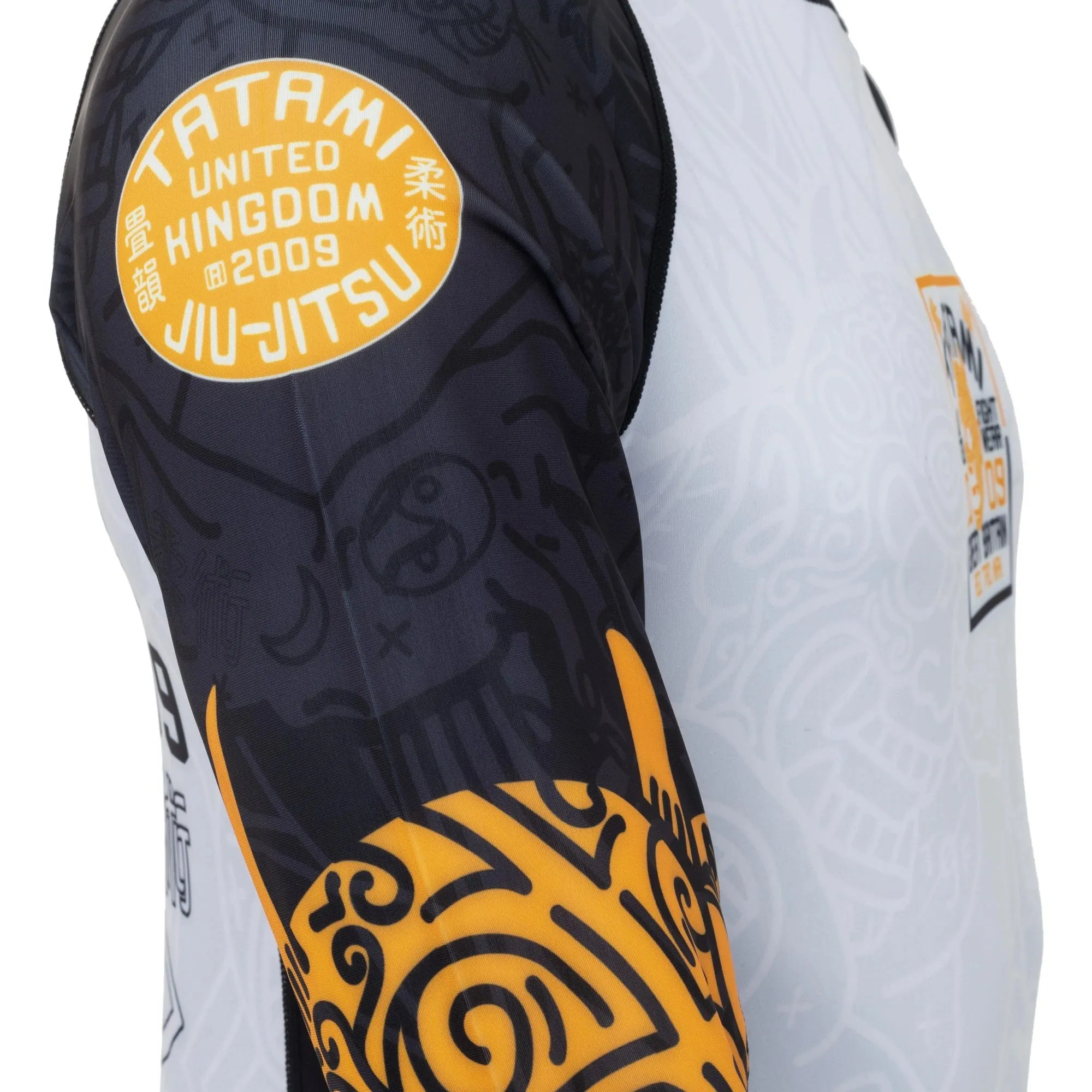 Tatami Serpent Long Sleeve Rash Guard - White/Orange