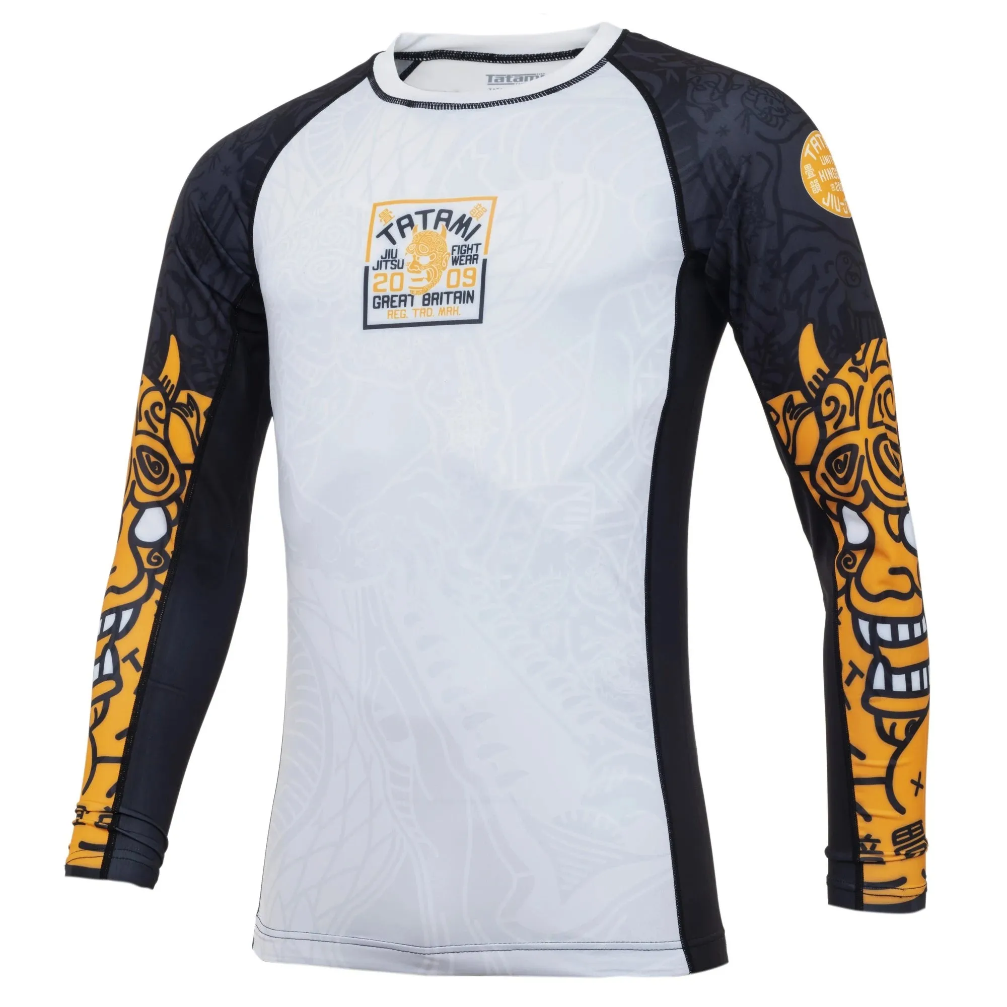 Tatami Serpent Long Sleeve Rash Guard - White/Orange