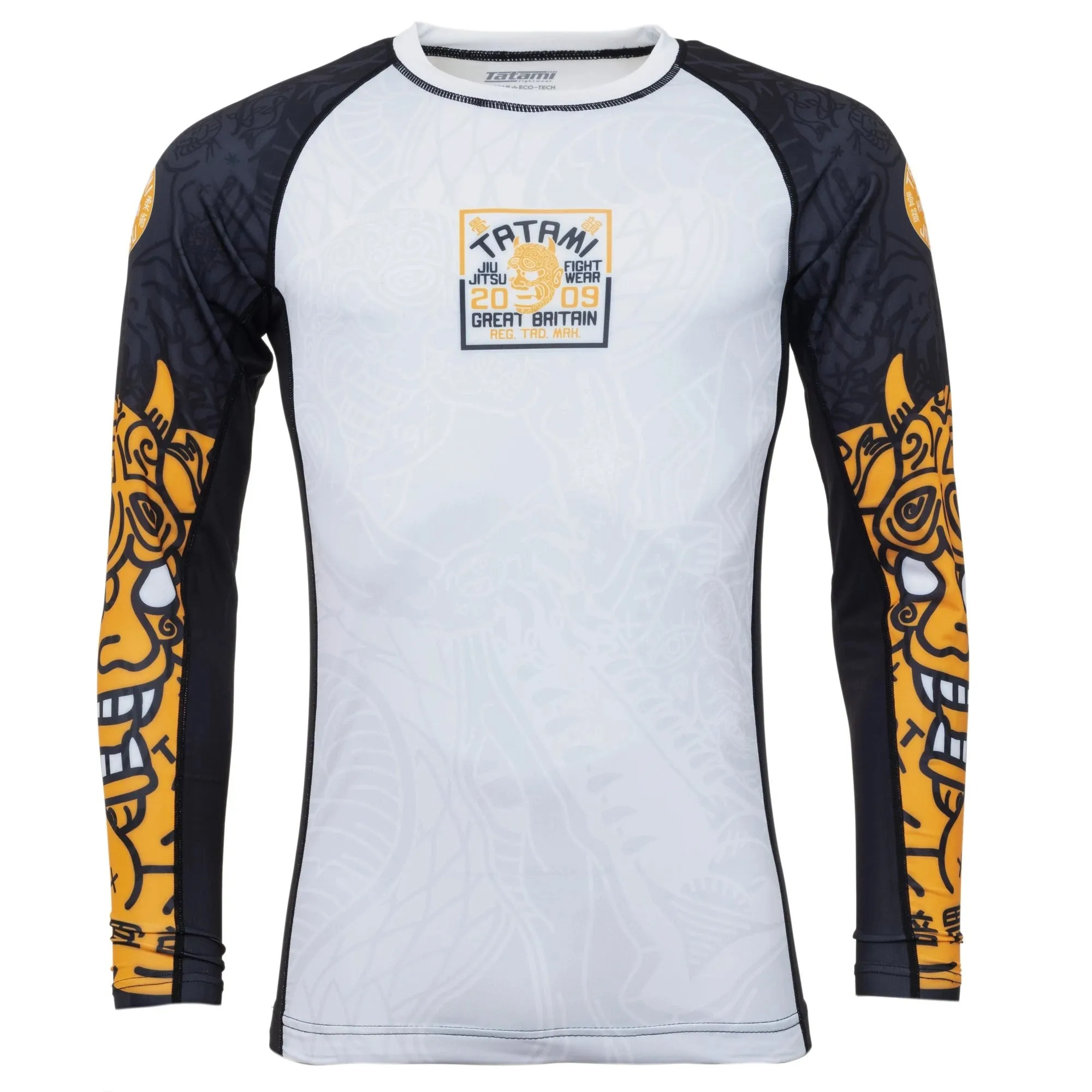 Tatami Serpent Long Sleeve Rash Guard - White/Orange