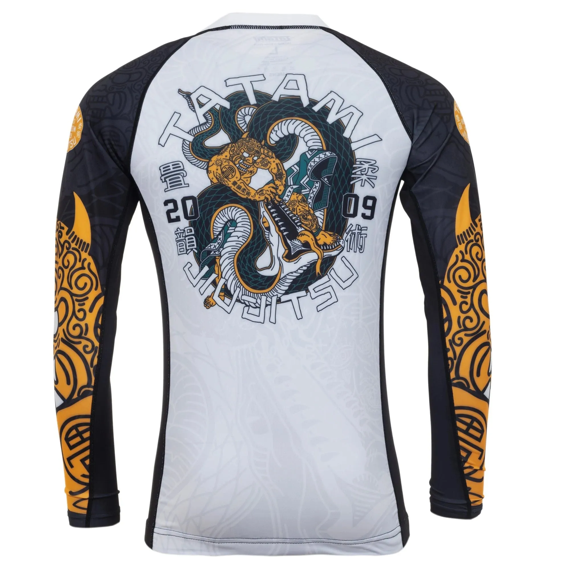 Tatami Serpent Long Sleeve Rash Guard - White/Orange
