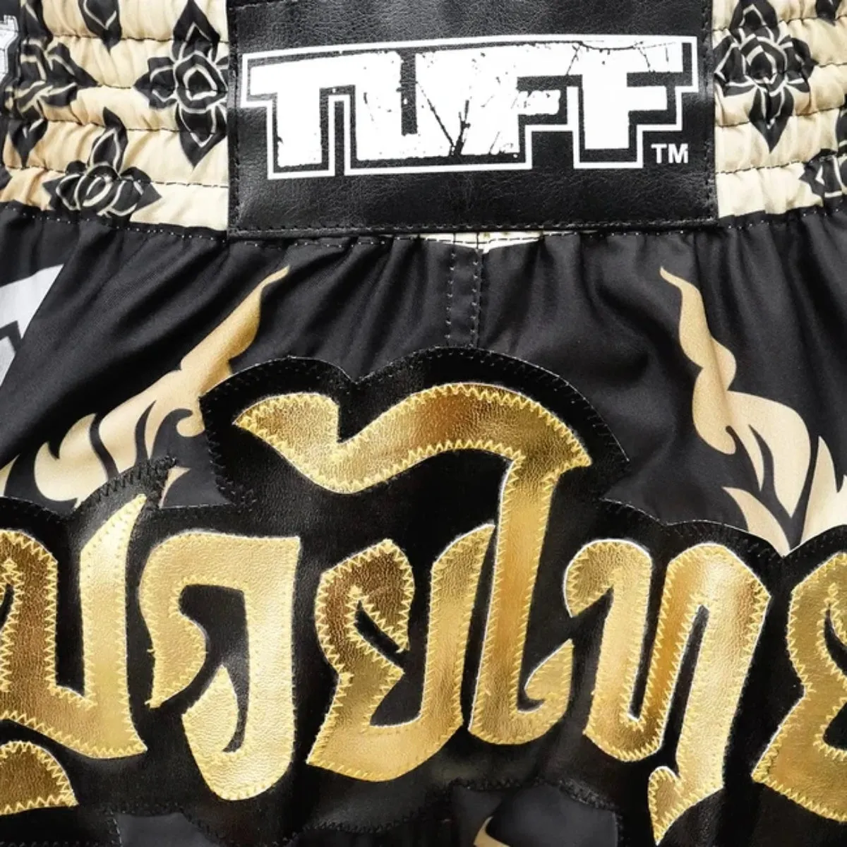 TUFF Sport MRS201 Retro Style Thai King Of Naga Muay Thai Shorts Black